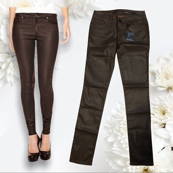 Size 27 Black Orchid Brown Coated Denim Skinnies - Picture 1 of 6